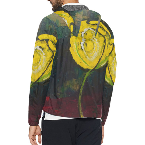 Golden Rose Acrylic Unisex All Over Print Windbreaker (Model H23)