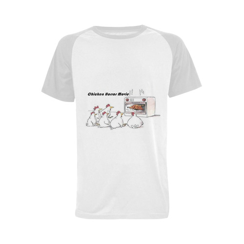 Chicken Horror Movie Men's Raglan T-shirt (USA Size) (Model T11)