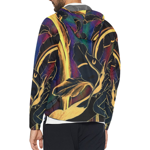 Blue Succulent Colorful golden night Unisex All Over Print Windbreaker (Model H23)