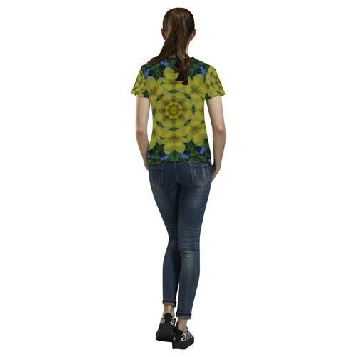 fantasy plumeria decorative real and mandala All Over Print T-shirt for Women/Large Size (USA Size) (Model T40)