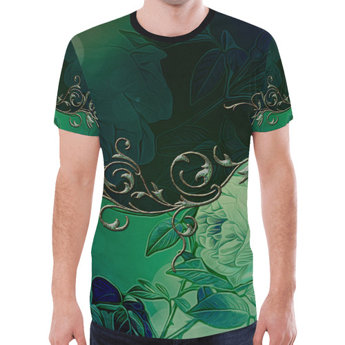 Green floral design New All Over Print T-shirt for Men (Model T45)