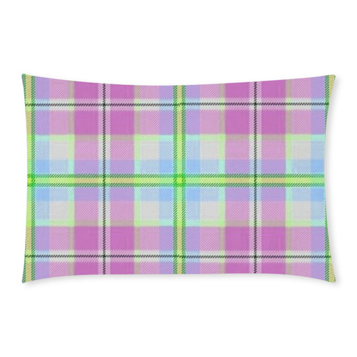 Pink And Blue Plaid 3-Piece Bedding Set