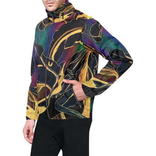 Blue Succulent Colorful golden night Unisex All Over Print Windbreaker (Model H23)