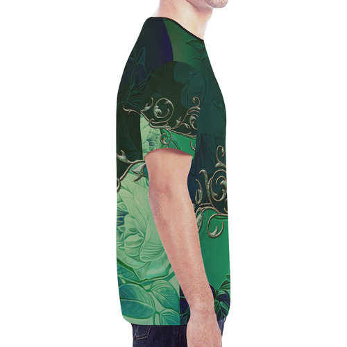 Green floral design New All Over Print T-shirt for Men (Model T45)