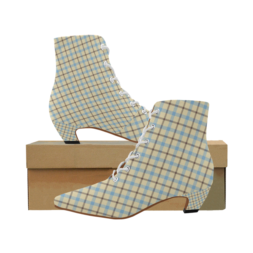 Plaid 2 plain tartan in cream, brown and baby blue