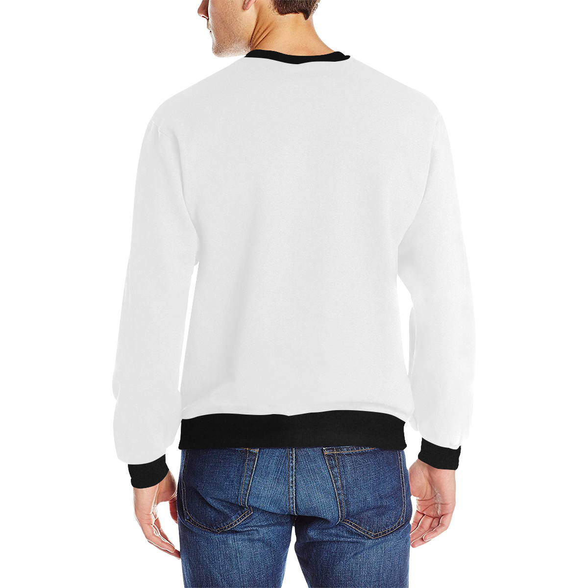 Men's Rib Cuff Crew Neck Sweatshirt (Model H34)