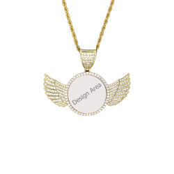 Wings Gold Photo Pendant with Rope Chain