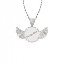Wings Silver Photo Pendant with Rope Chain