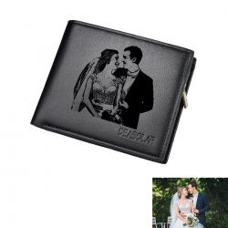 Men's Photo Engraved Bifold Wallet (Model 1713) - Black