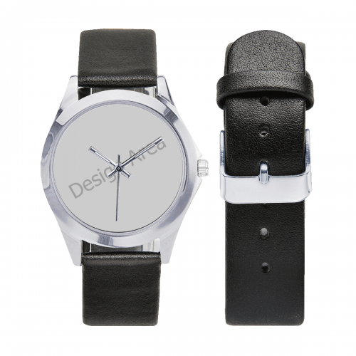 Unisex Silver-Tone Round Leather Watch (Model 216)