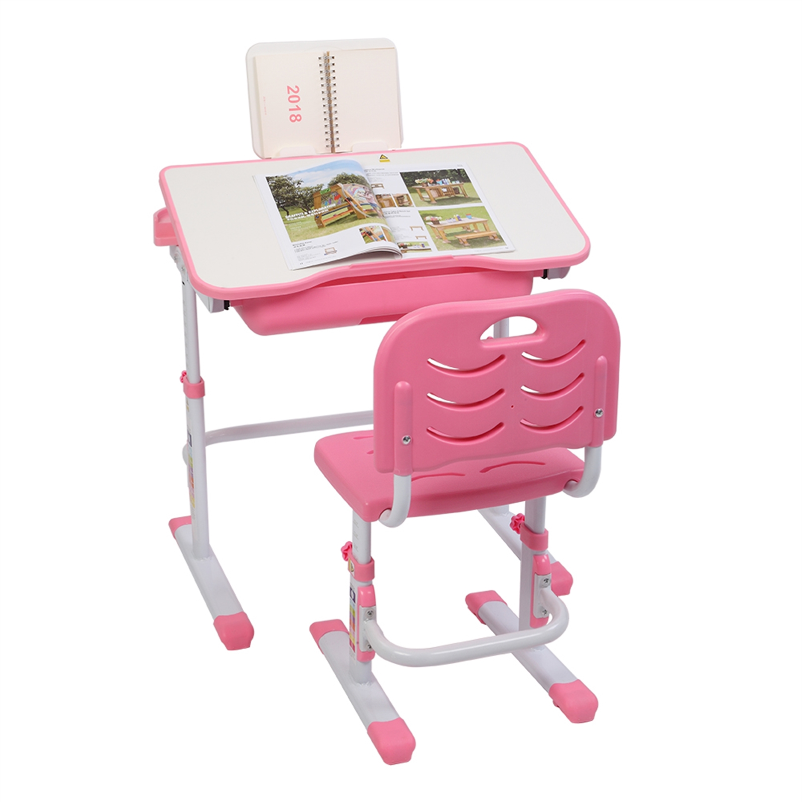 70CM Lifting Table Can Tilt Children Learning Table And Chair Pink (With Reading Stand Without Table