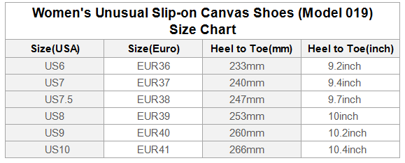 Taos Size Chart