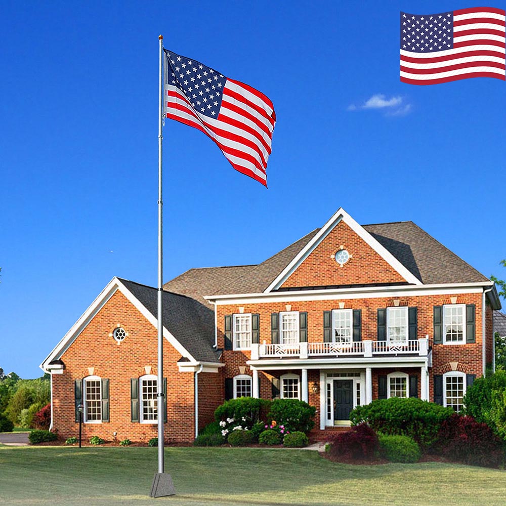 20 ft Al Flag Pole w/ US Flag and Ball