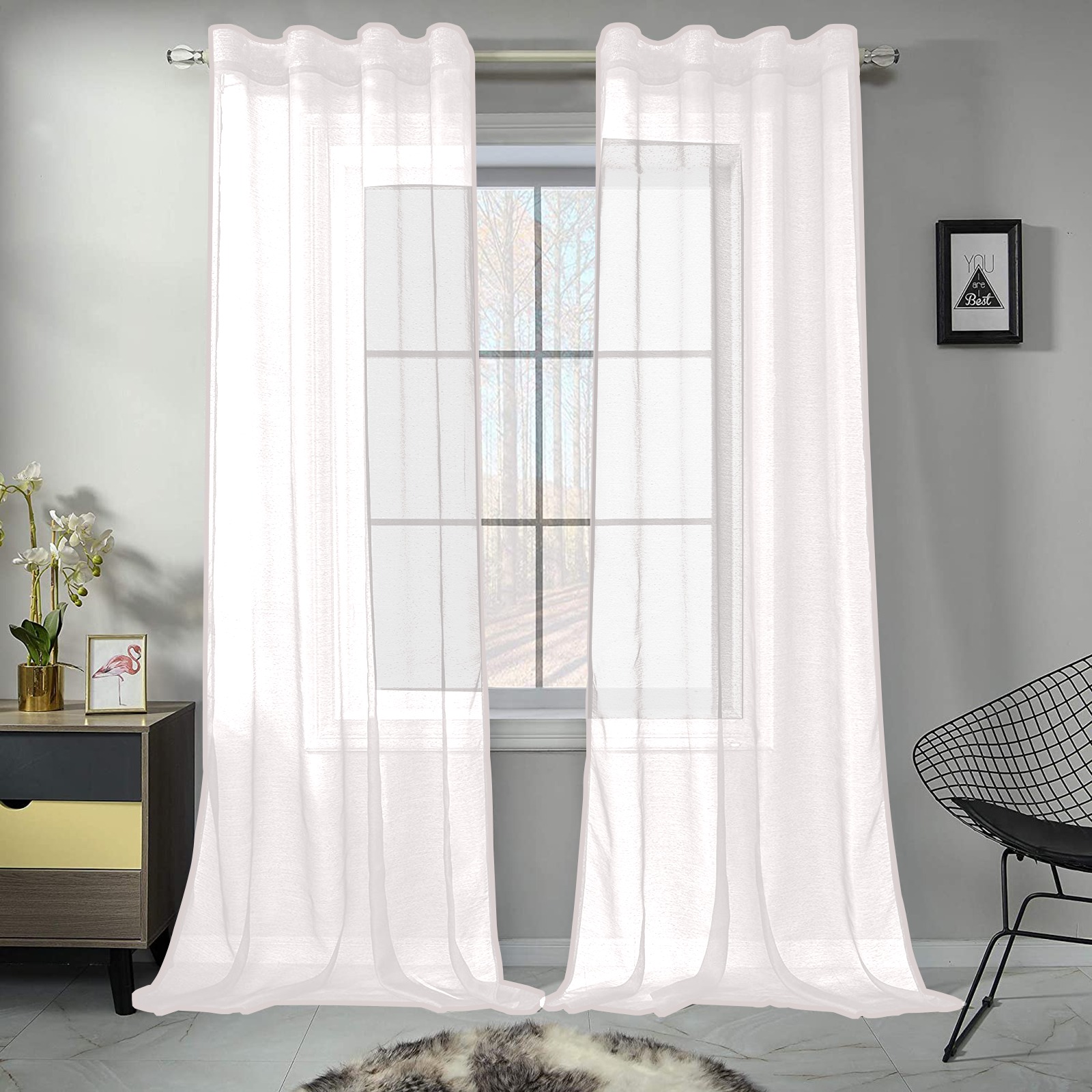 Gauze Curtain 28"x84" (Two-Piece)