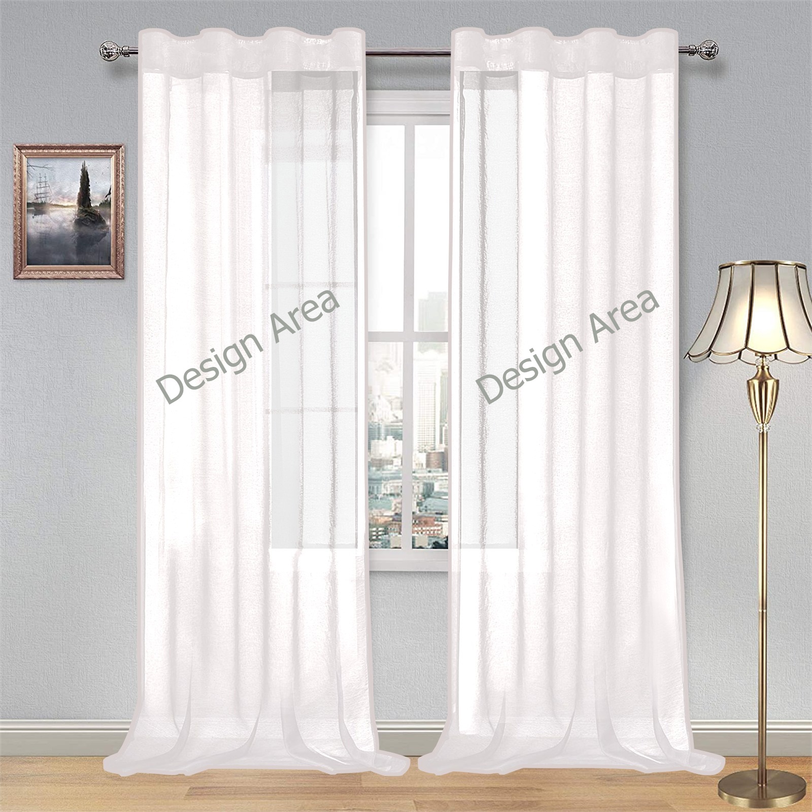 Gauze Curtain 28"x95" (Two-Piece)