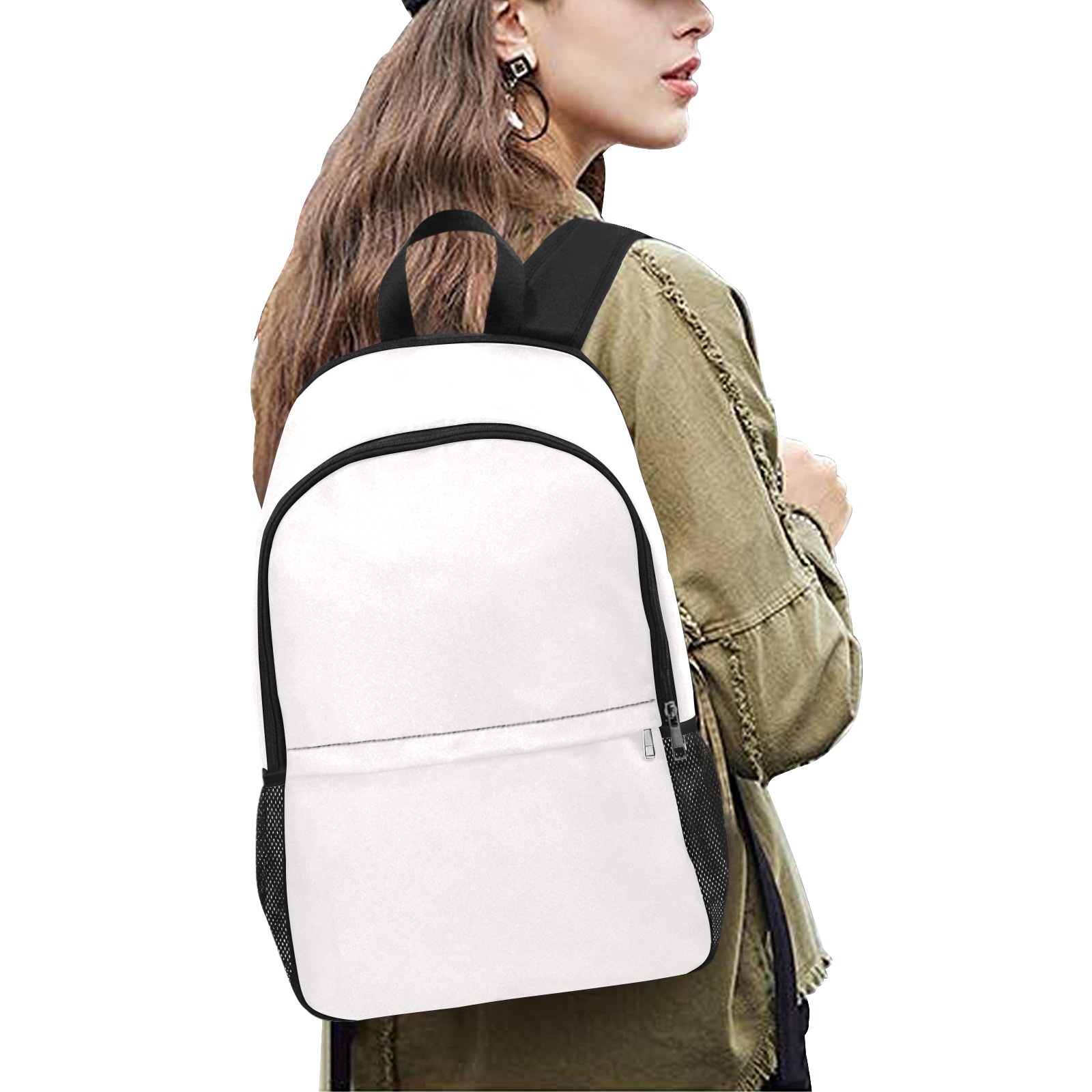 Fabric Backpack with Side Mesh Pockets (Model 1659)