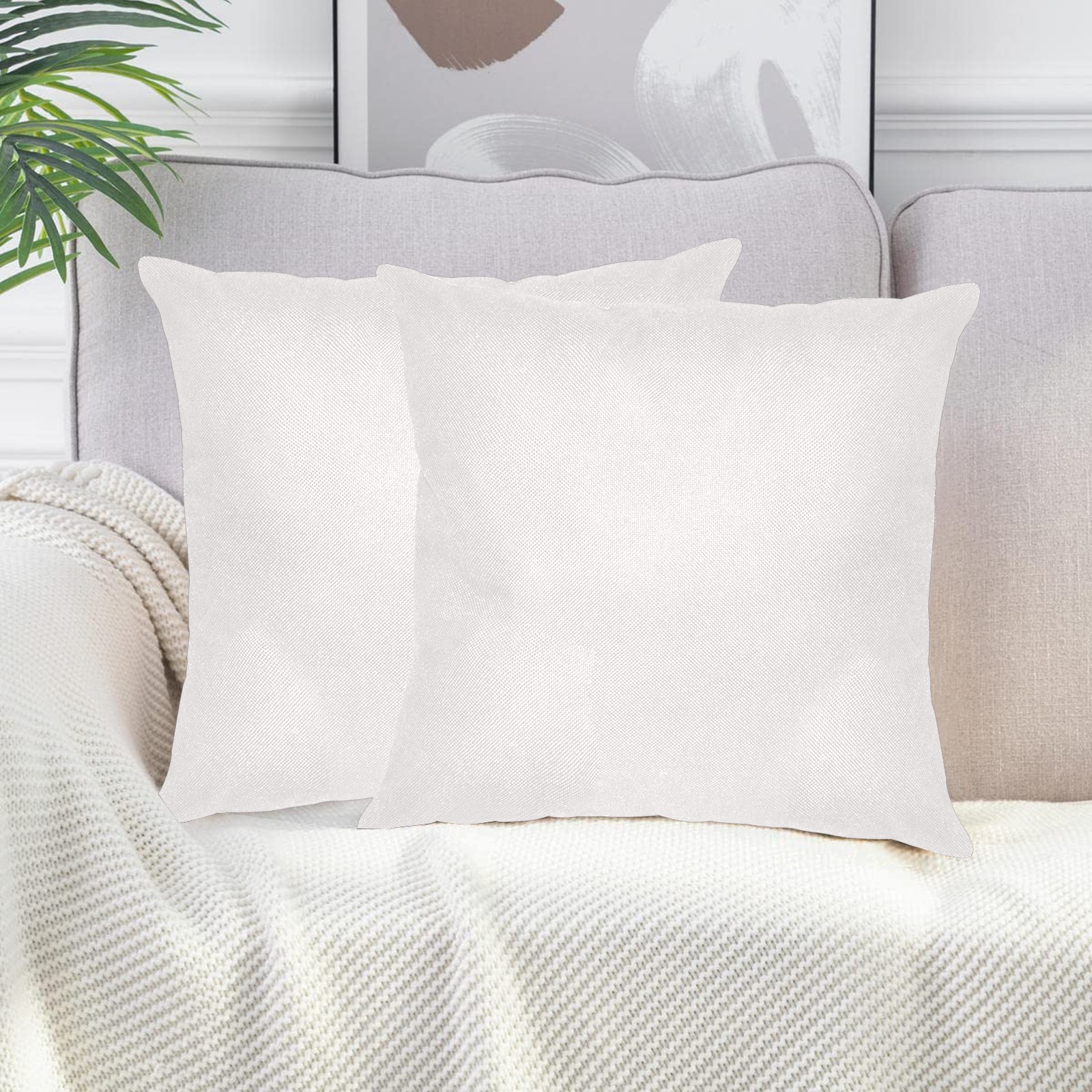 Linen Zippered Pillowcase 18"x18"(Two Sides&Pack of 2)