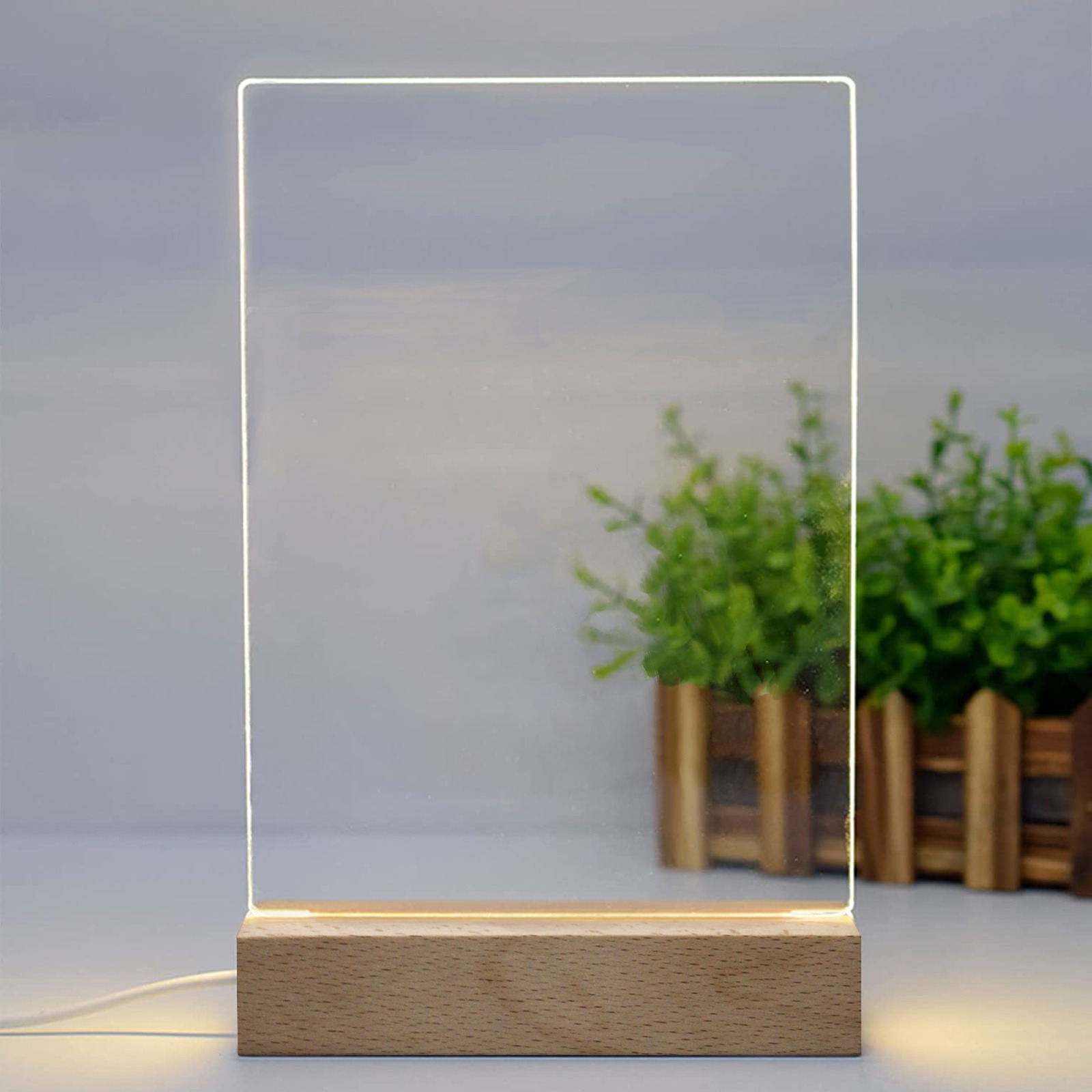 Square Acrylic Photo Panel with Light Base