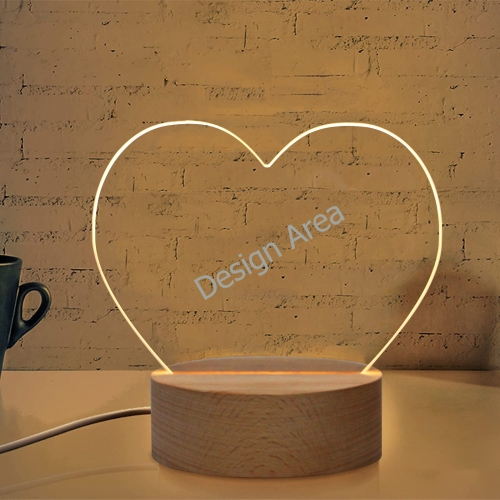 Heart-Shaped Acrylic Photo Panel with Light Base