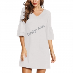 Half Sleeves V-Neck Mini Dress (Model D63)