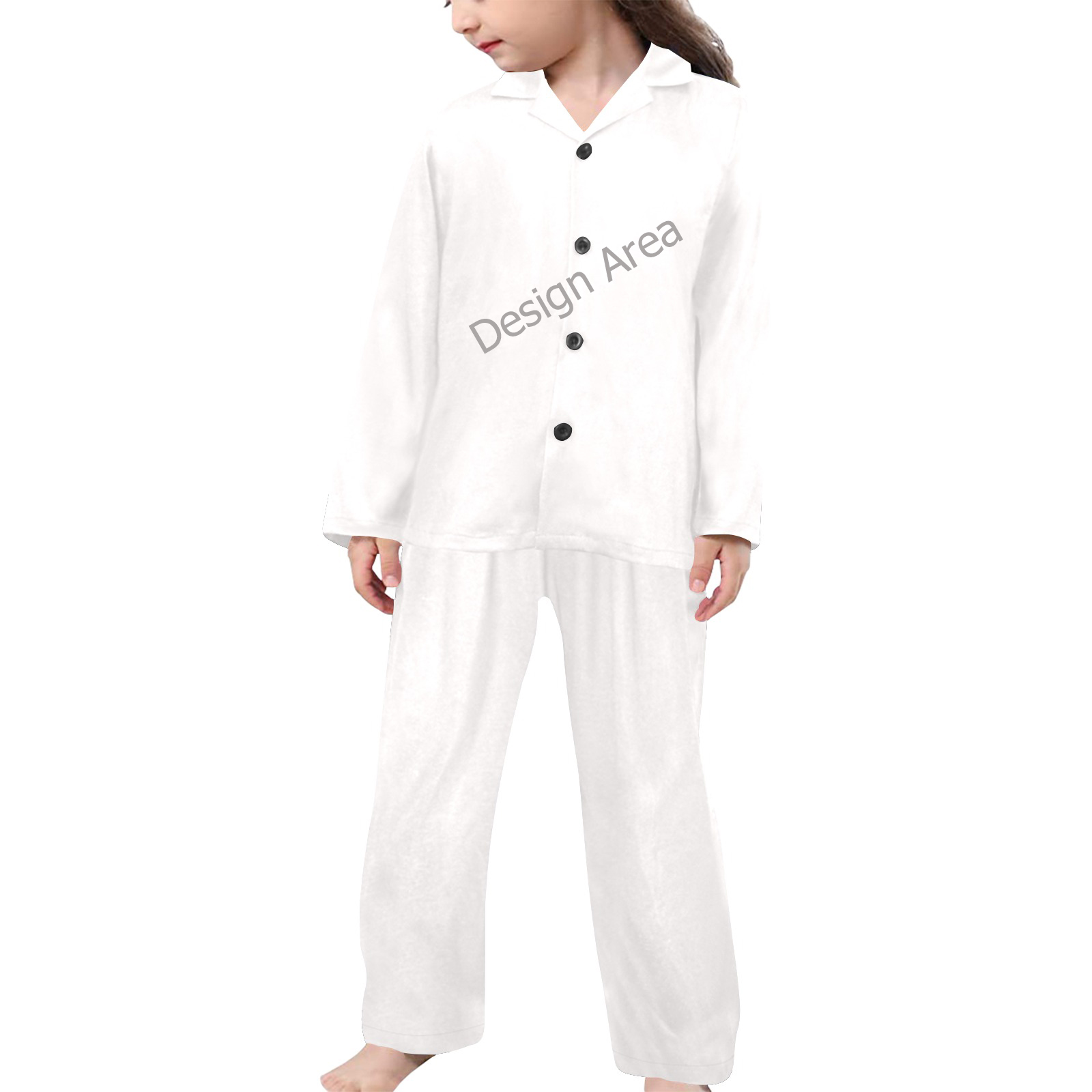 Little Girls' V-Neck Long Pajama Set