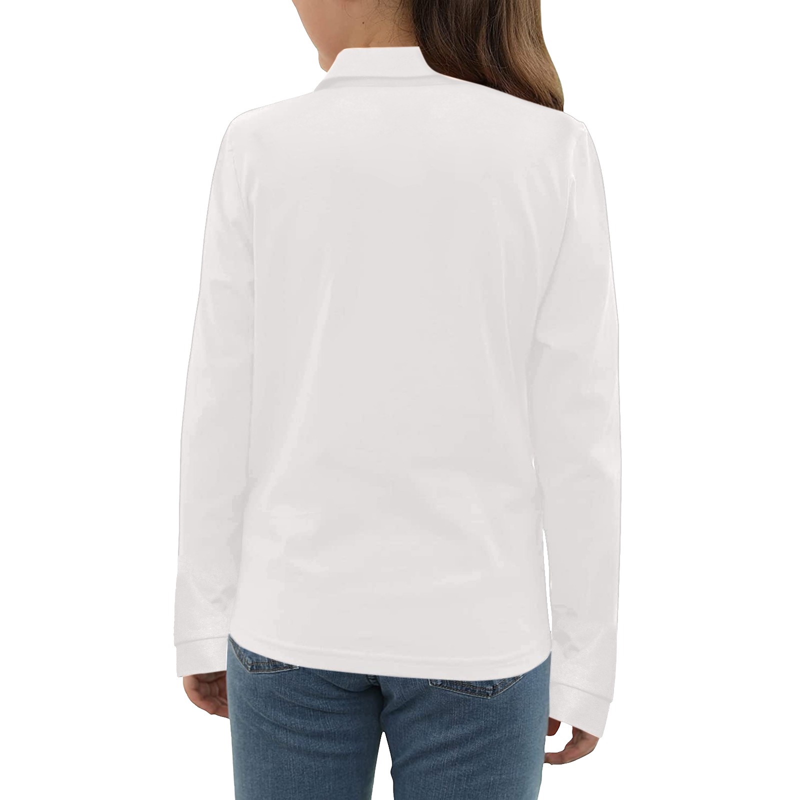 Big Girls' All Over Print Long Sleeve Polo Shirt (Model T73)