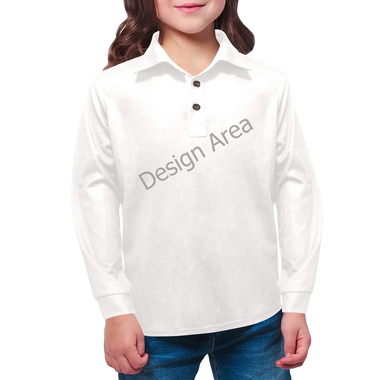 Little Girls' All Over Print Long Sleeve Polo Shirt (Model T73)