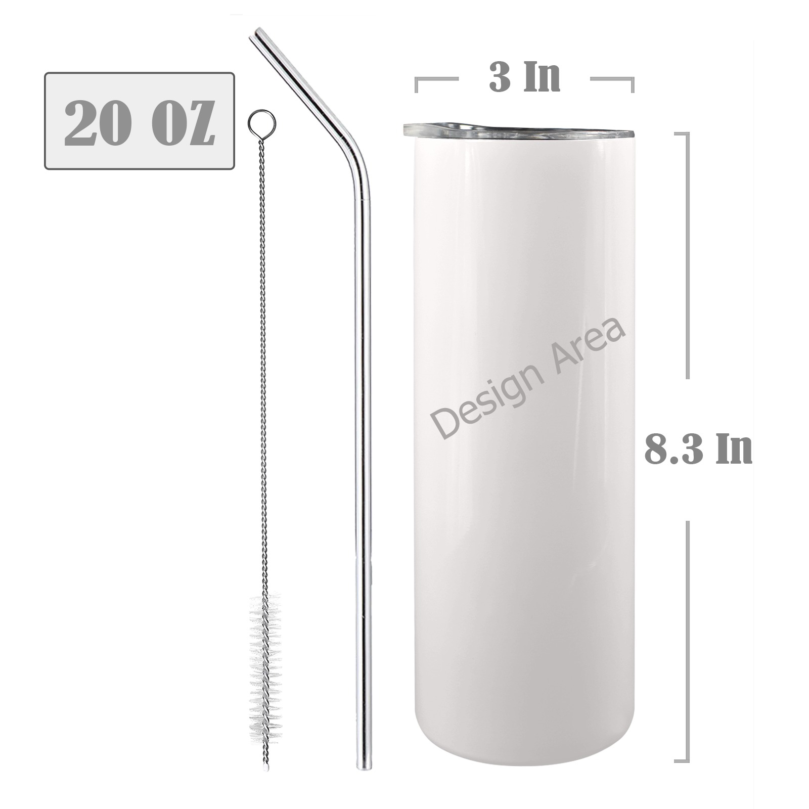 20oz Tall Skinny Tumbler with Lid and Straw