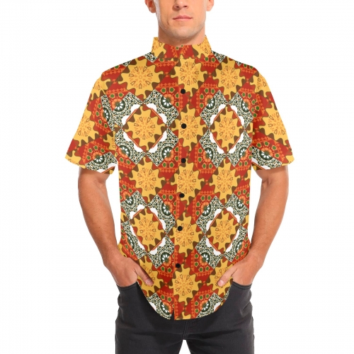 Men's Stand-Up Collar Short Sleeve Shirt
