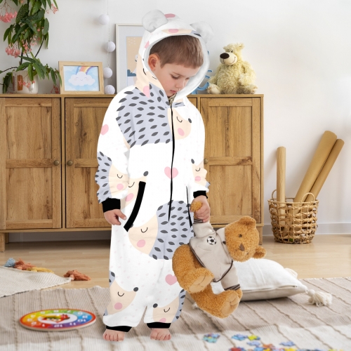One-Piece Zip up Hooded Pajamas for Little Kids