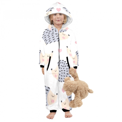 One-Piece Zip up Hooded Pajamas for Little Kids
