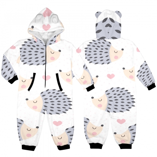 One-Piece Zip up Hooded Pajamas for Little Kids