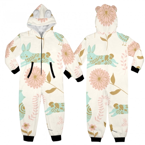 One-Piece Zip Up Hooded Pajamas for Big Kids