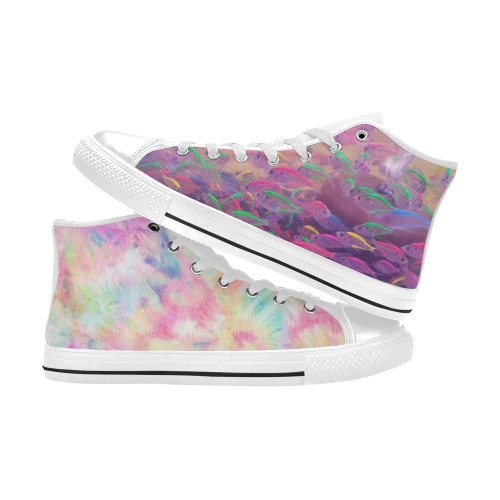 Women's High Top Canvas Shoes-4 Sides (Model 017)