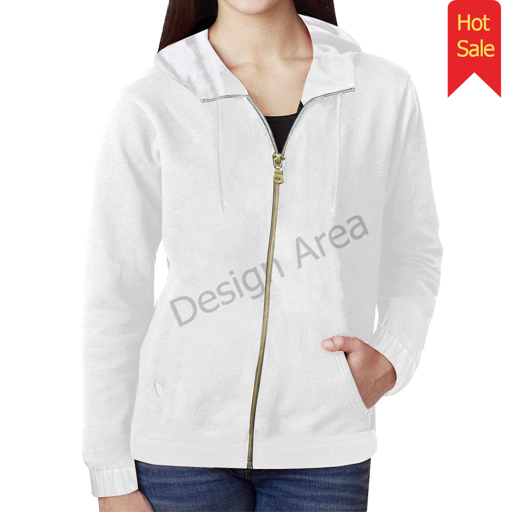 All Over Print Full Zip Hoodie for Women (Model H14)