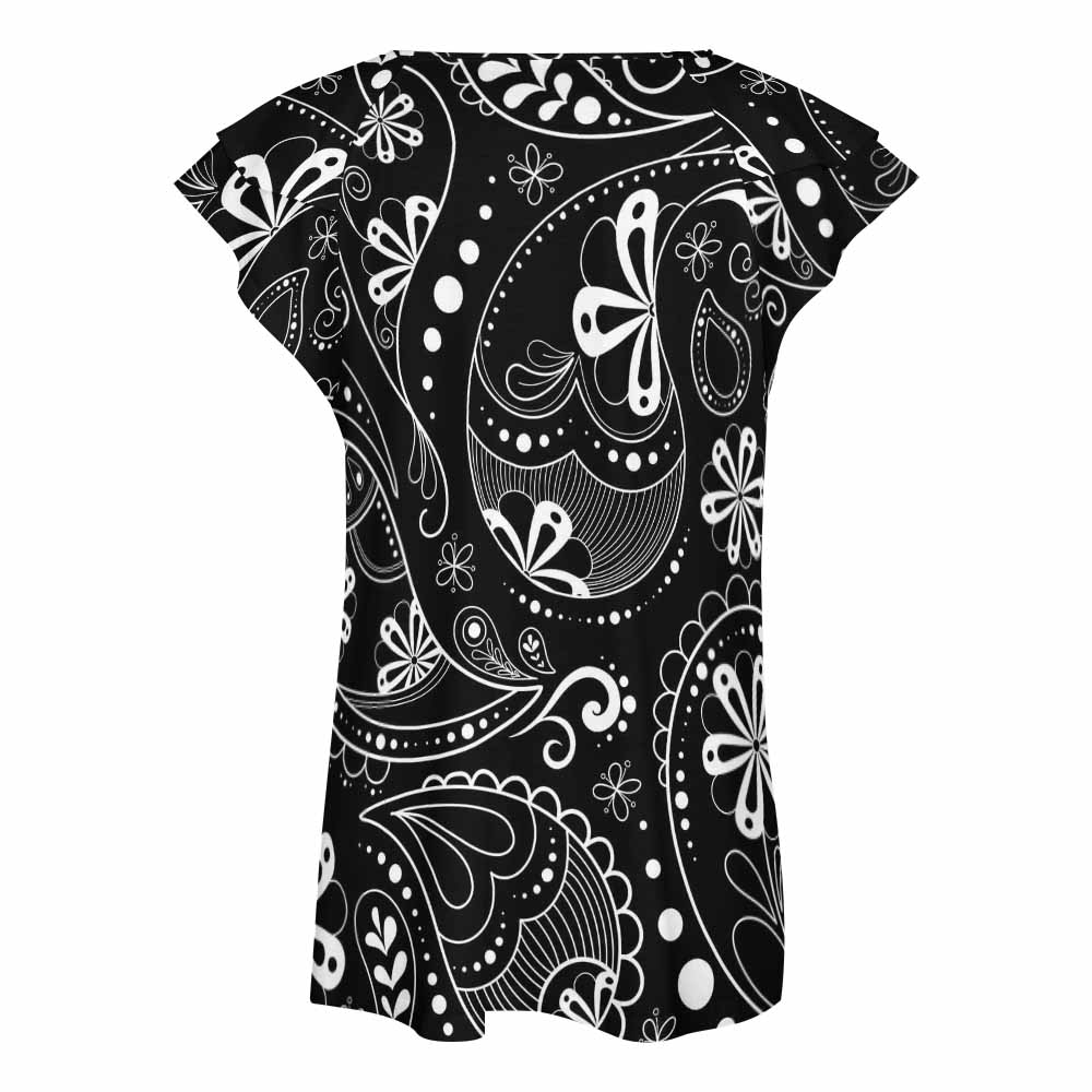 Women's Ruffle Sleeve V-Neck T-Shirt