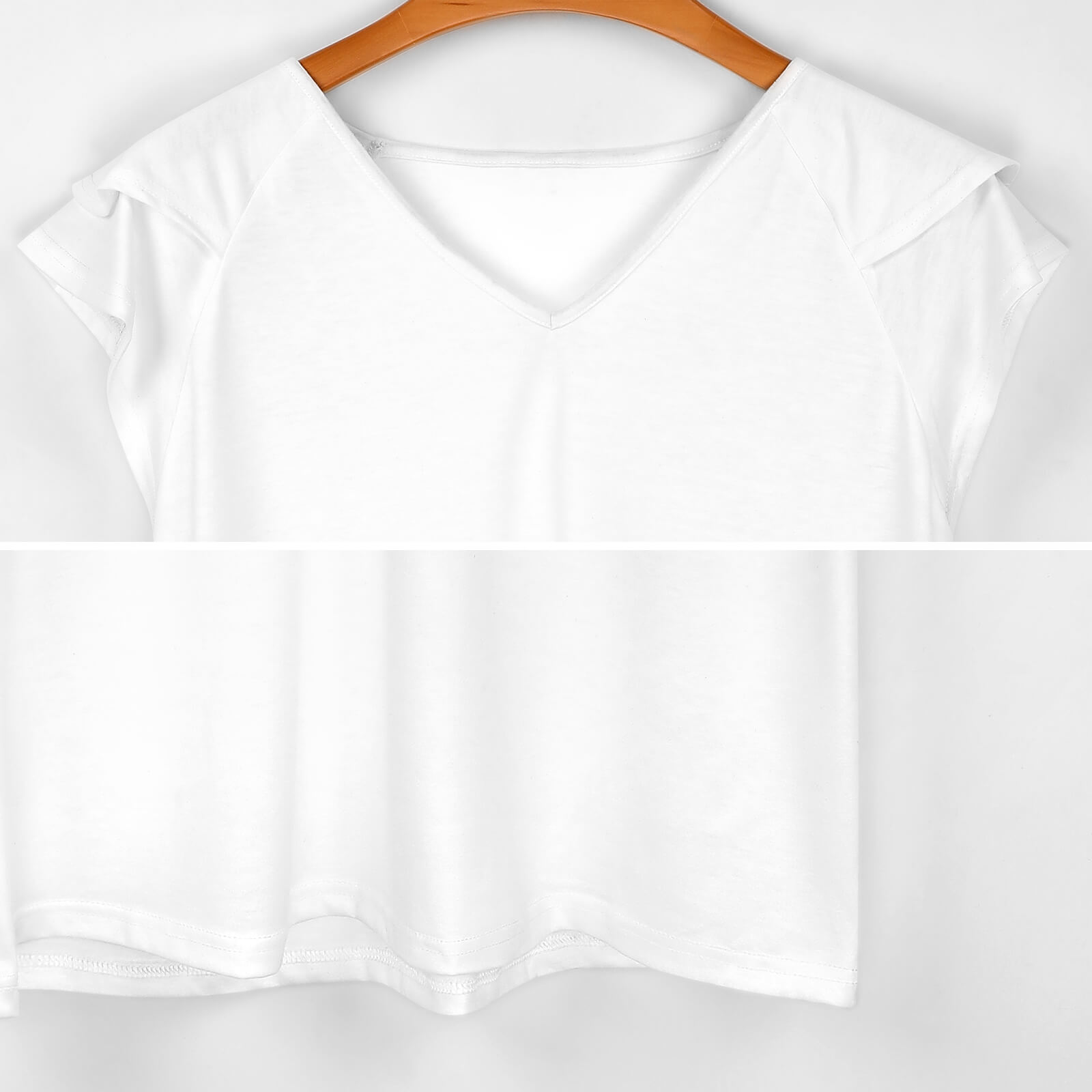 Women's Ruffle Sleeve V-Neck T-Shirt
