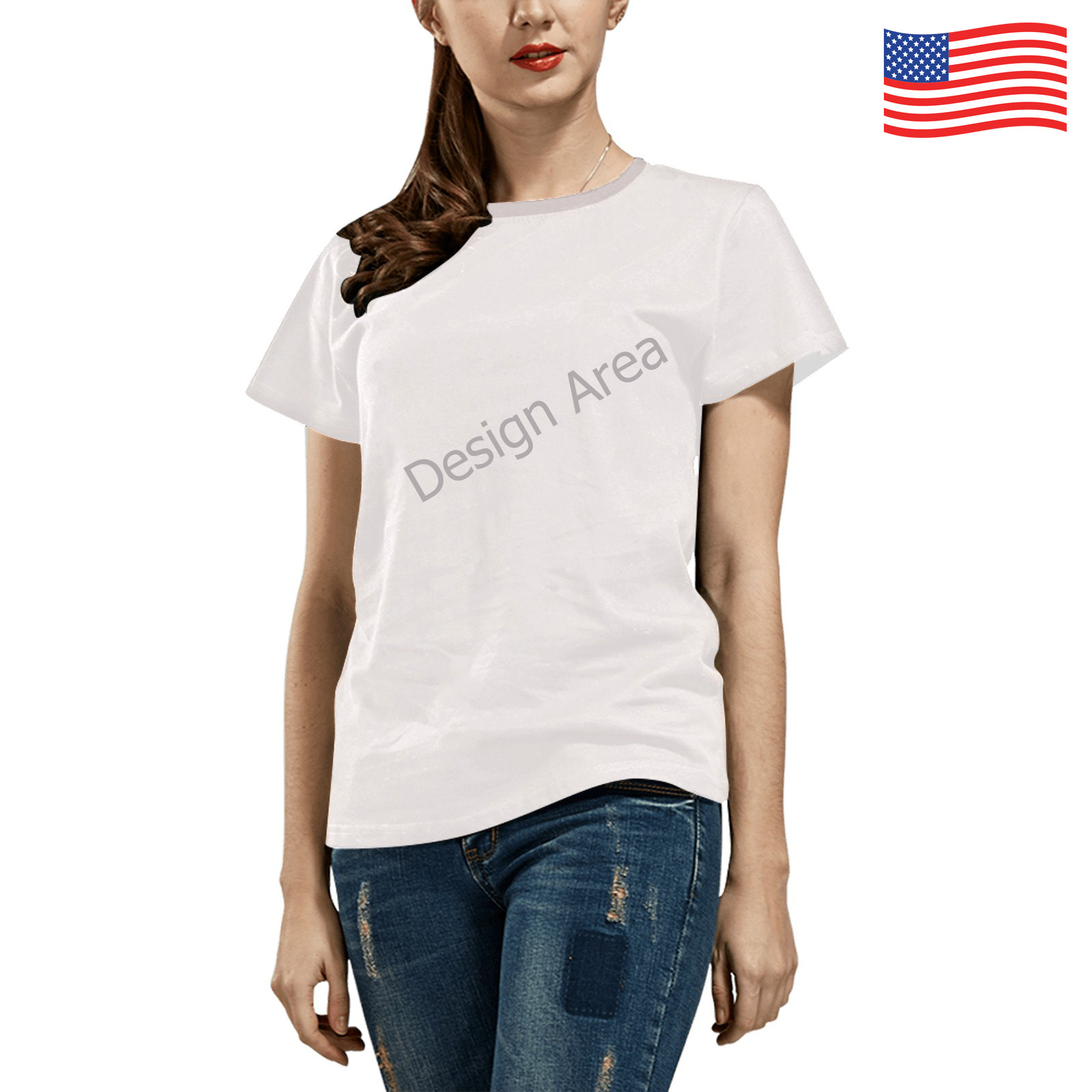 All Over Print T-Shirt for Women (Solid Color Neck) (Model T40)