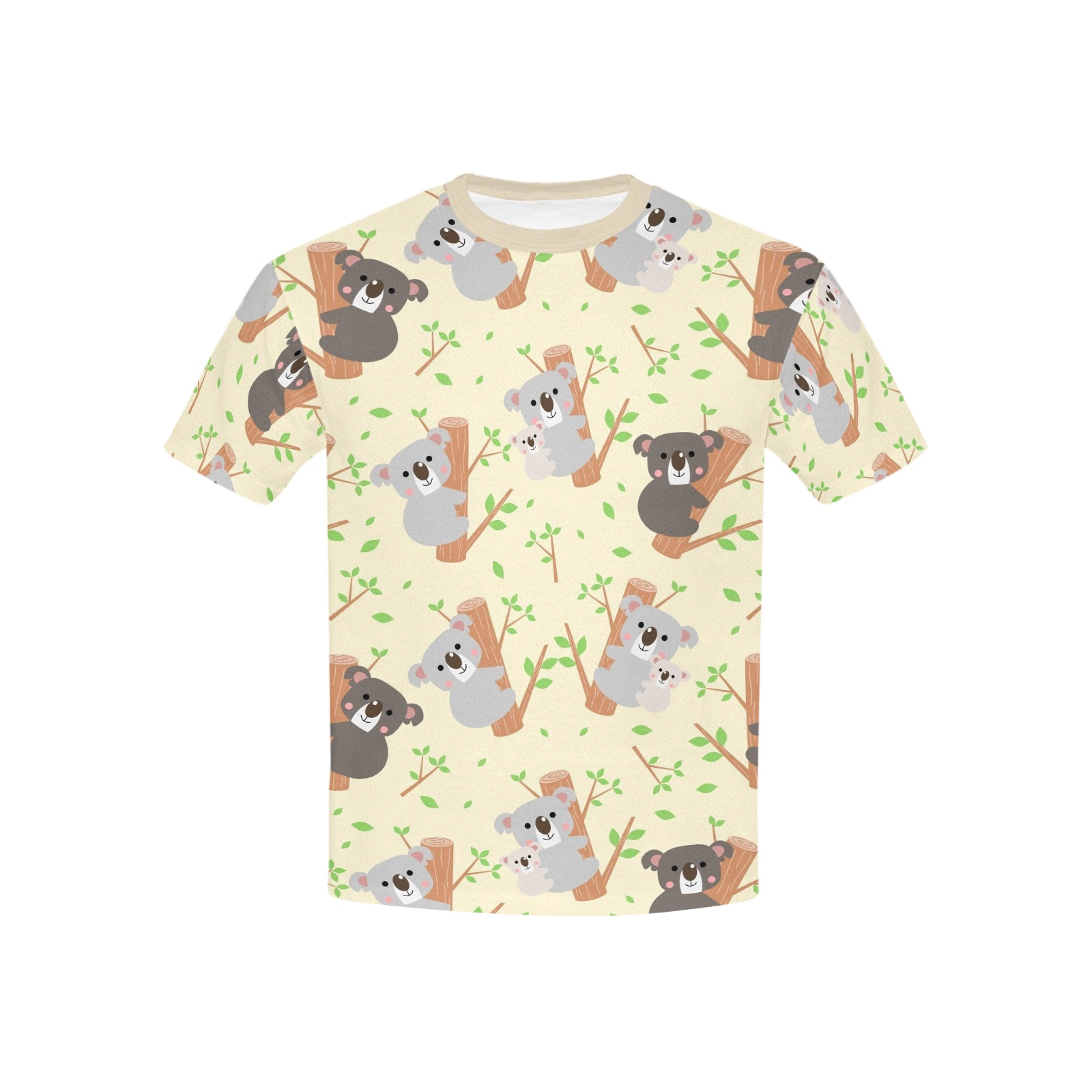 Kids' All Over Print T-Shirt with Solid Color Neck (Model T40)