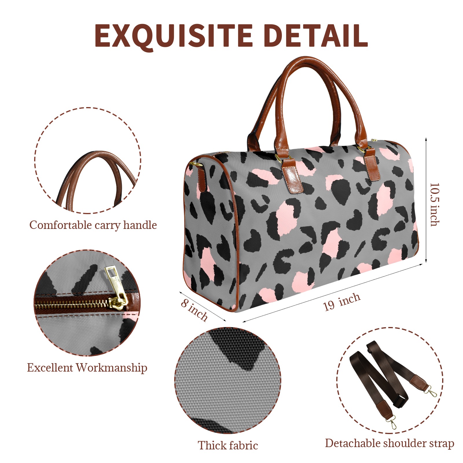 Large Capacity Travel Bag-Small (Brown Short Patch) (1737)