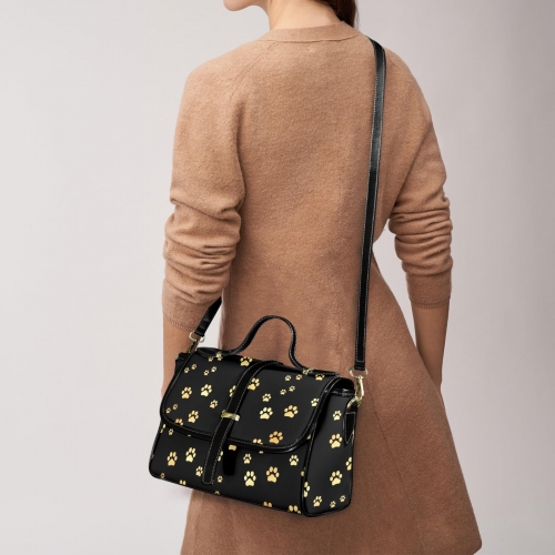 Multi-Function Leather Satchel-Black (Model 1739)