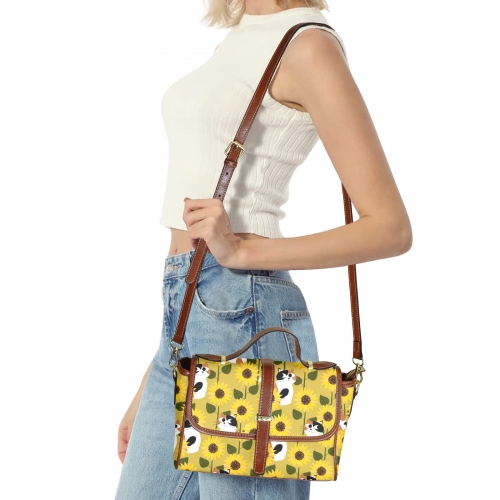 Multi-Function Leather Satchel-Brown (Model 1739)