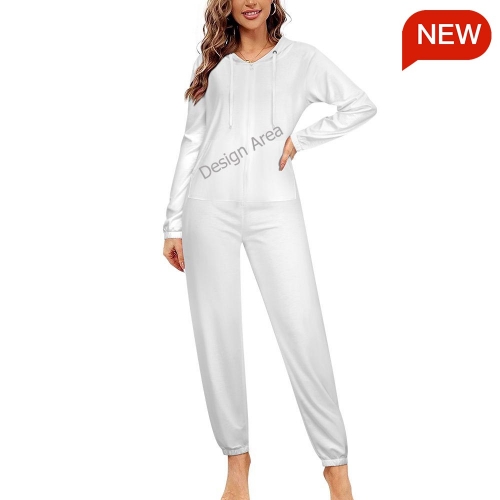 Women's White Hooded Loungewear Set