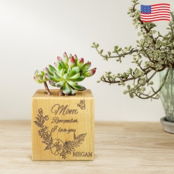 Mini Square Wooden Flower Pot