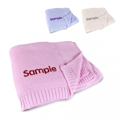 Custom Embroidered Knitted Baby Blanket