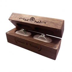 Double Slot Wooden Ring Box