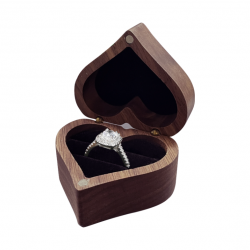 Heart Shaped Wooden Ring Box