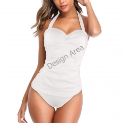 Women's Halter Neck Gather Chest Swimsuit (Model S52)