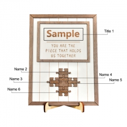 Wooden Puzzle Sign with 5 Names 5.9"x7.87"