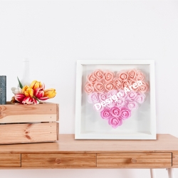 Heart-Shaped Paper Flower Shadow Box 8"-Pink